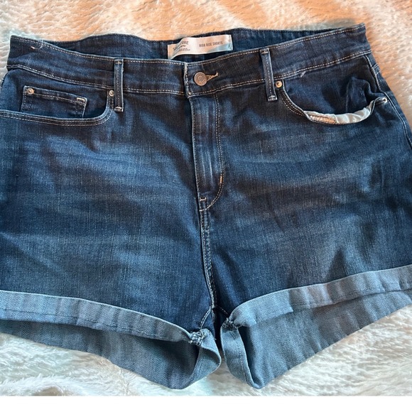 Signature by Levi Strauss & Co. Pants - Levi Strauss signature women's  High Rise Denim Shorts Dark Wash Cuffed Size 18